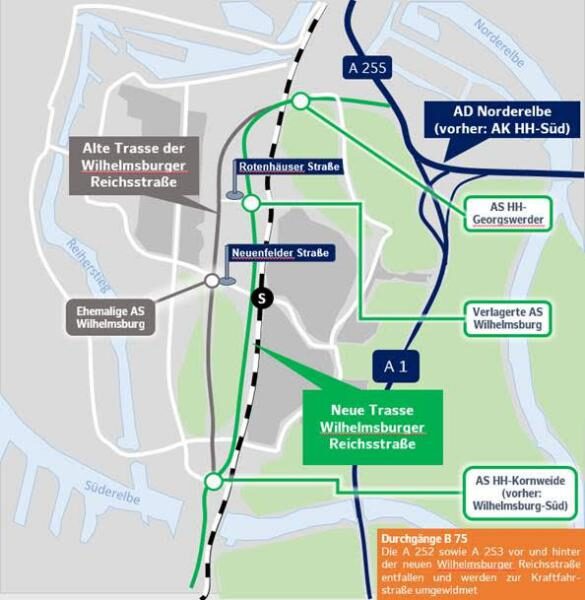 Wilhelmsburger Reichsstraße wird auf neue Trasse umgelegt