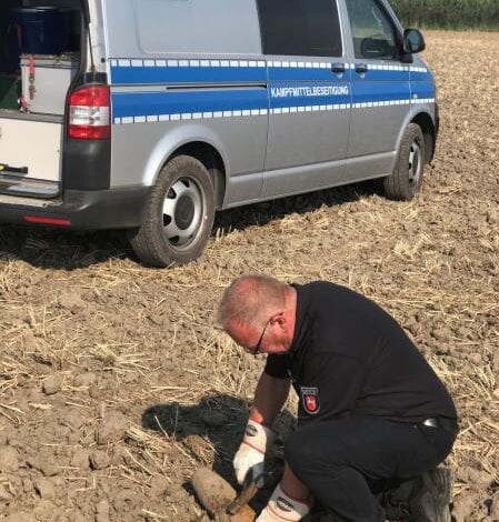 Sprenggranate aus 2. Weltkrieg auf Acker gefunden