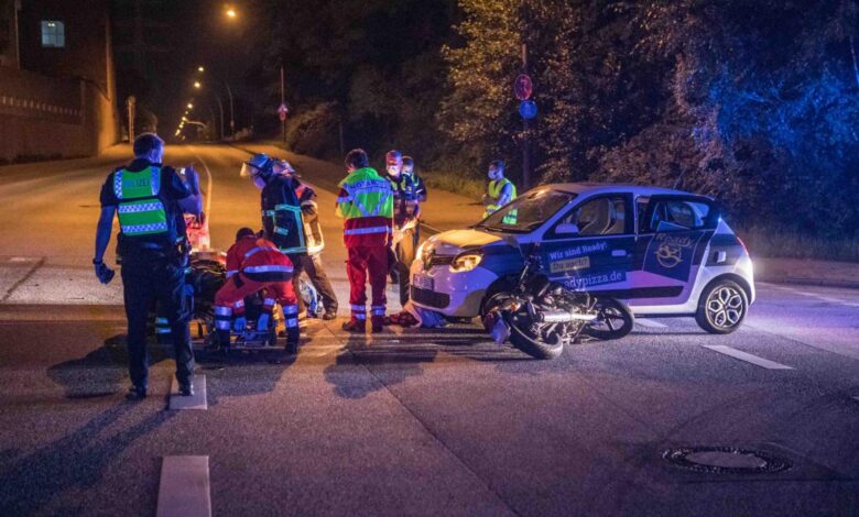 Pizzalieferant kollidiert mit Motorradfahrer