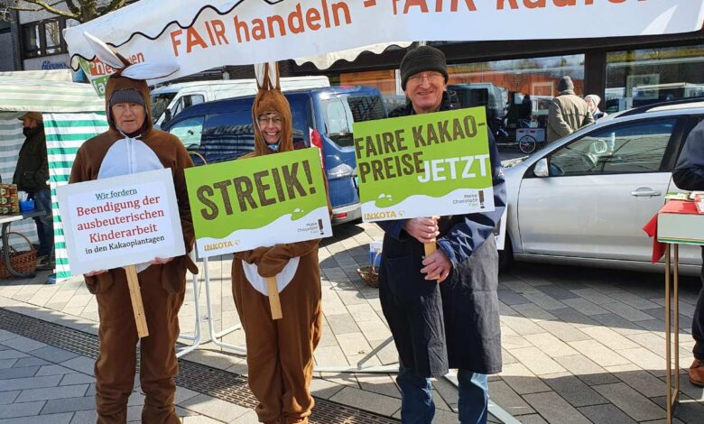 Osterhasen-Streik auf dem Neugrabener Markt
