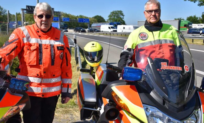 Johanniter-Motorradstaffel zum Pfingstwochenende im Einsatz auf den Autobahnen