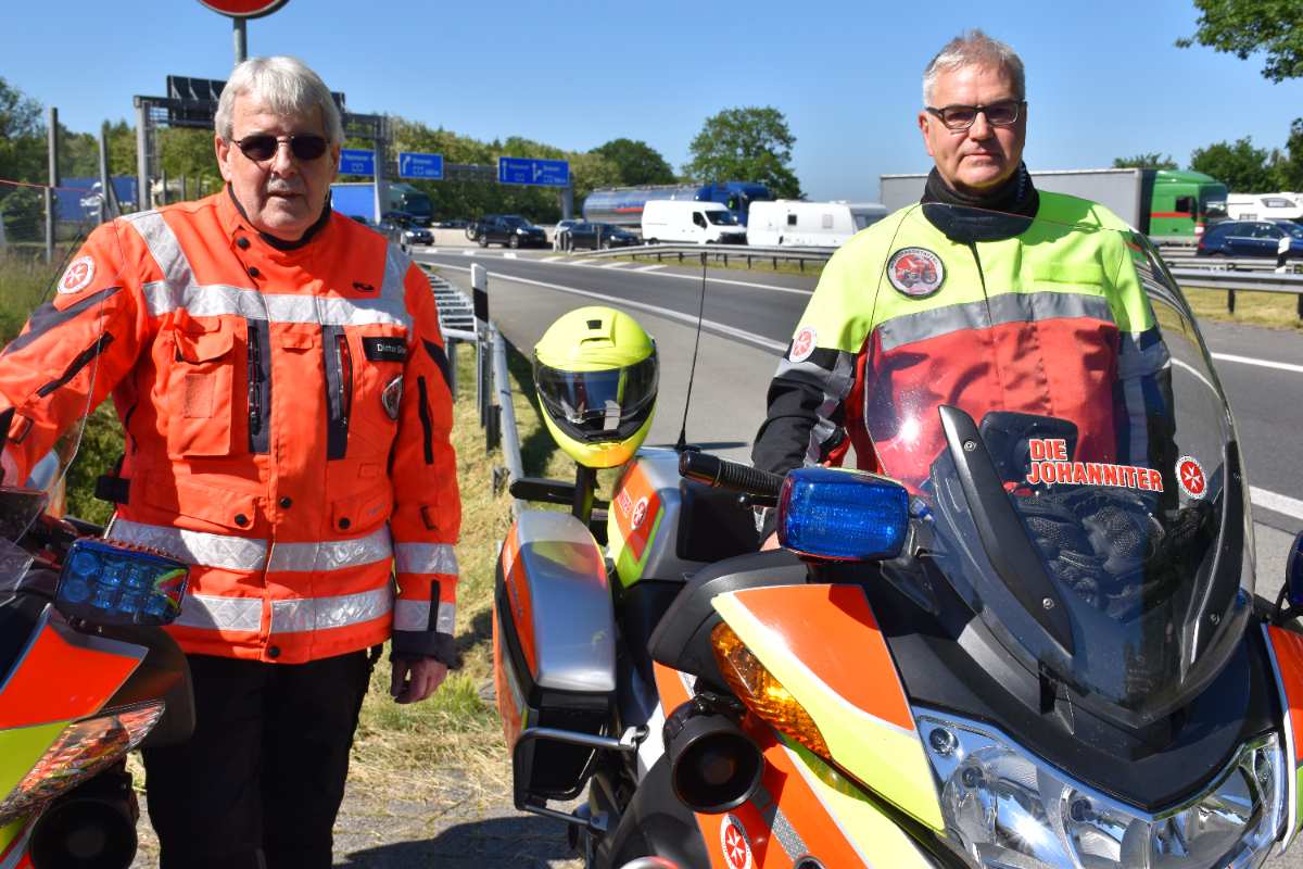Johanniter-Motorradstaffel zum Pfingstwochenende im Einsatz auf den Autobahnen