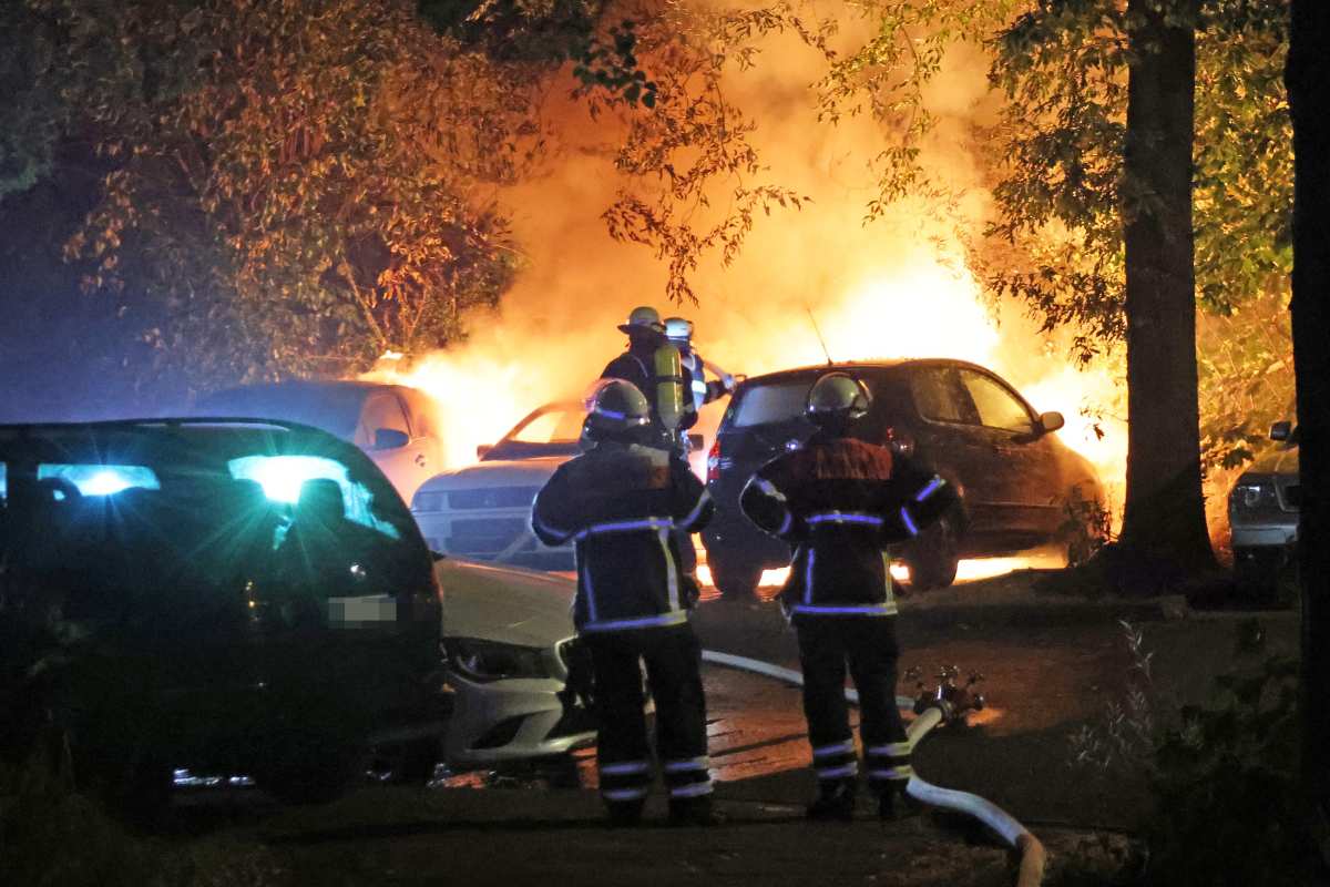 Mehrere Autos bei Feuer in Harburg beschädigt 1 Mehrere Autos bei Feuer in Harburg beschädigt