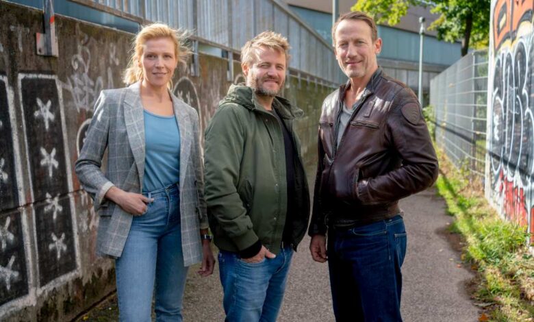 Dreh für neuen NDR "Tatort" mit Wotan Wilke Möhring und Franziska Weisz