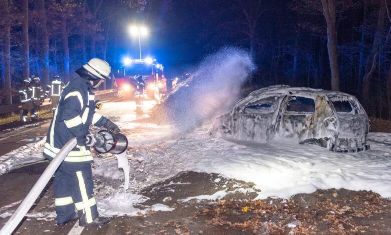 Abgestellter PKW durch Feuer zerstört
