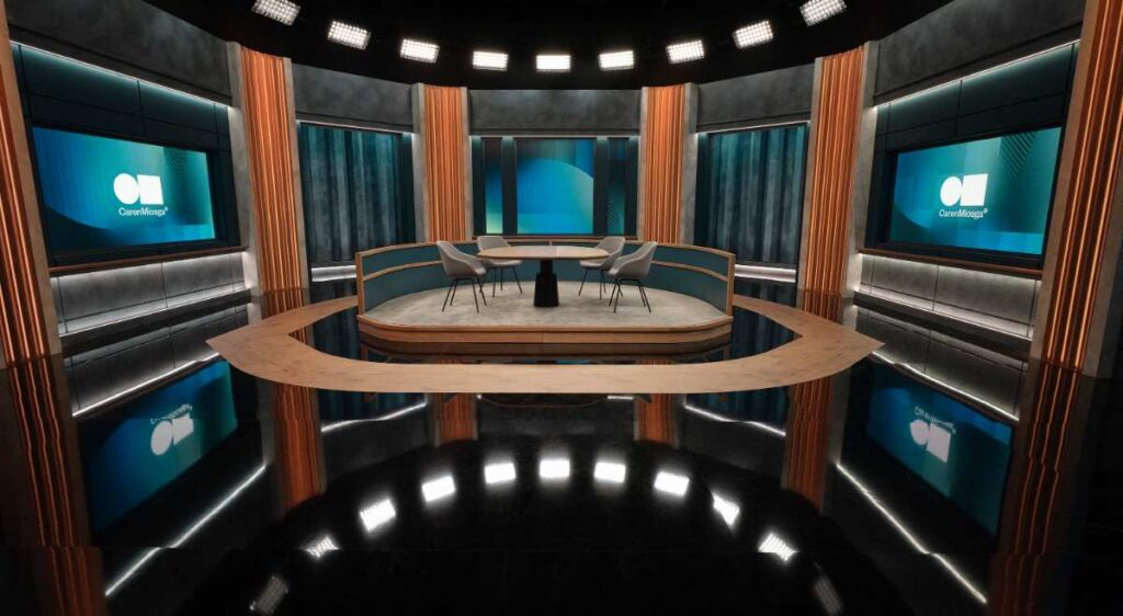 Caren Miosga stellt ihr neues Studio und das Konzept der Talkshow vor
