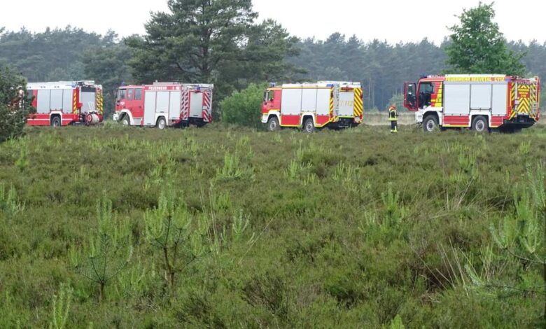 Groß angelegte Waldbrandübung der Kreisfeuerwehr Harburg in Hanstedt