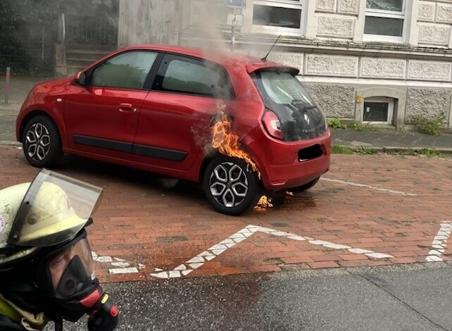 Offenbar entzündete sich das Fahrzeug kurz nach dem Abstellen