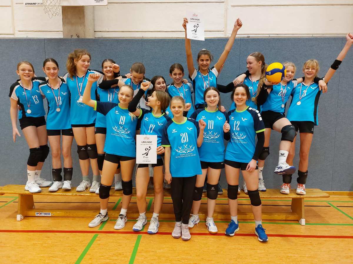 a group of girls in blue uniforms