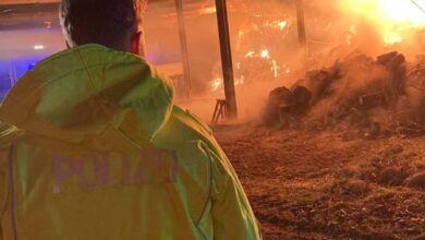 a man looking at a fire