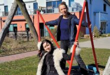 two women on a swing