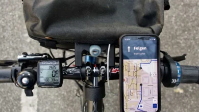 a phone on a bicycle handlebar
