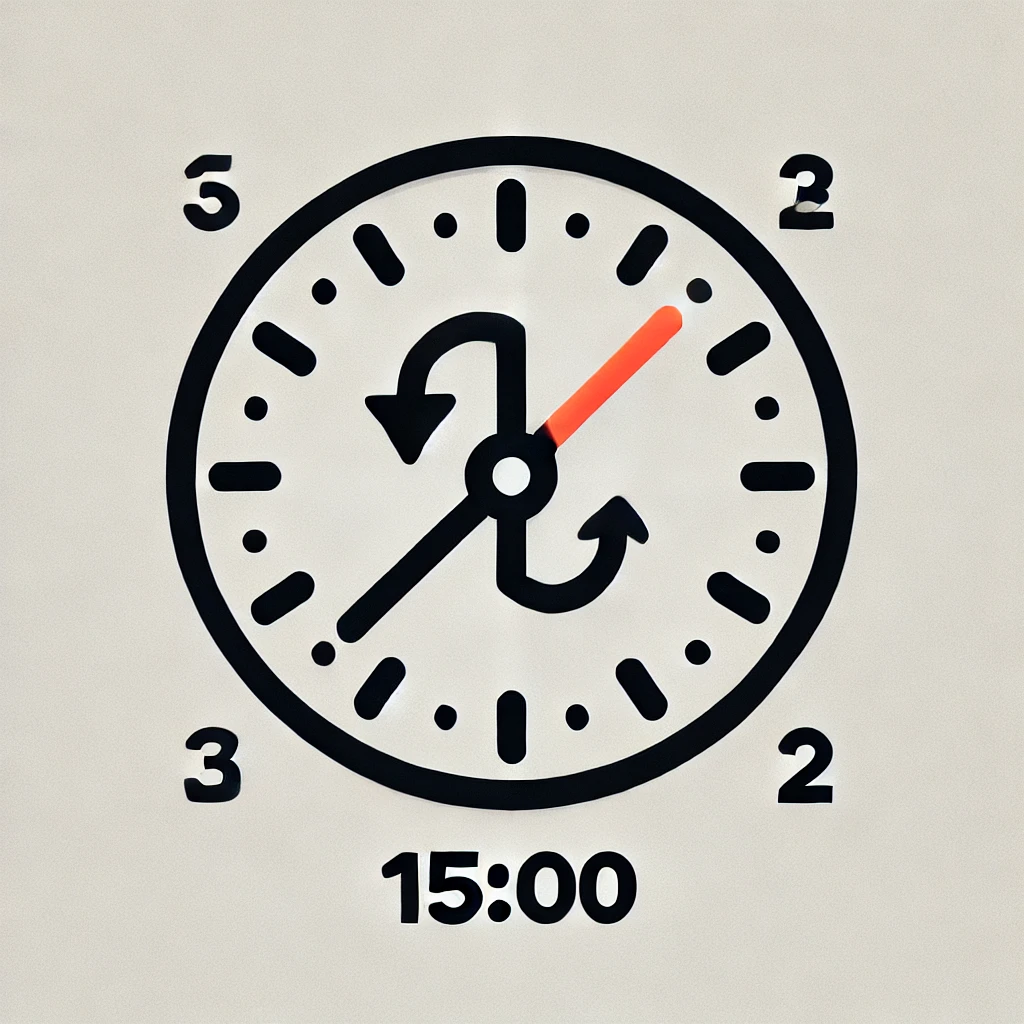 a clock with an arrow pointing at the time