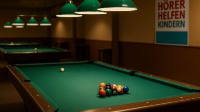 a pool table with balls on it