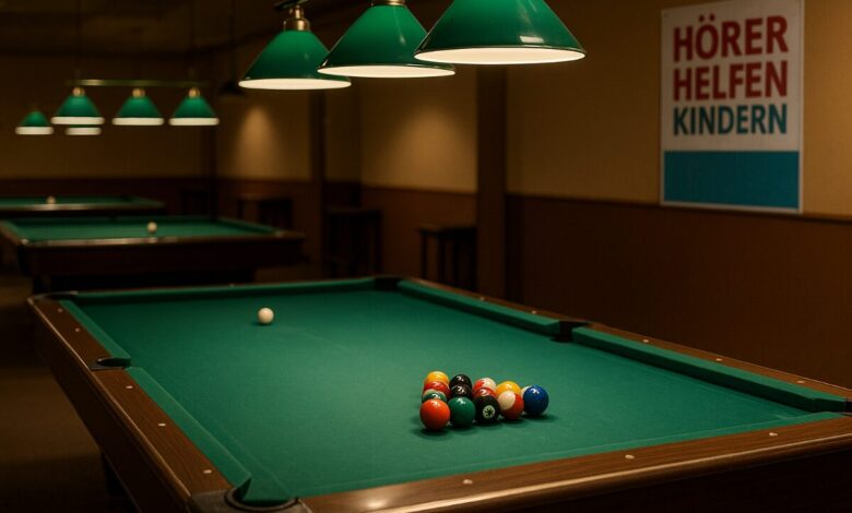 a pool table with balls on it