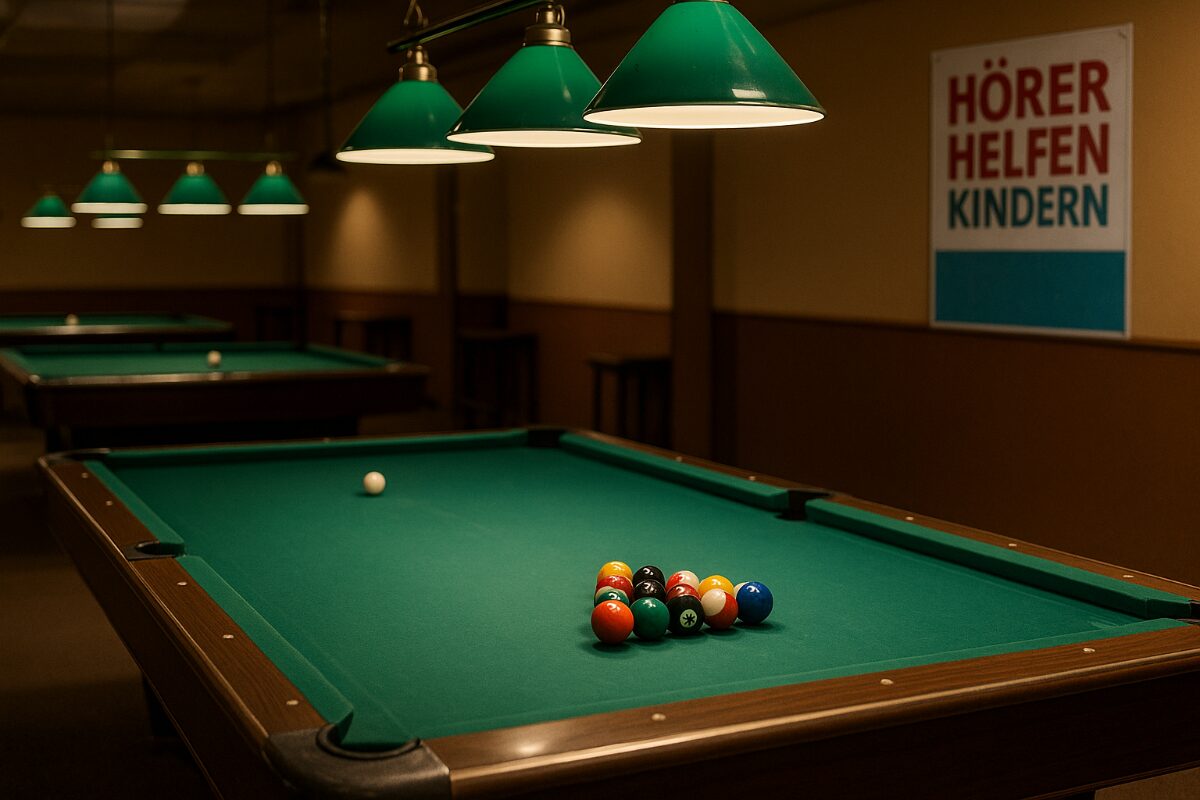 a pool table with balls on it