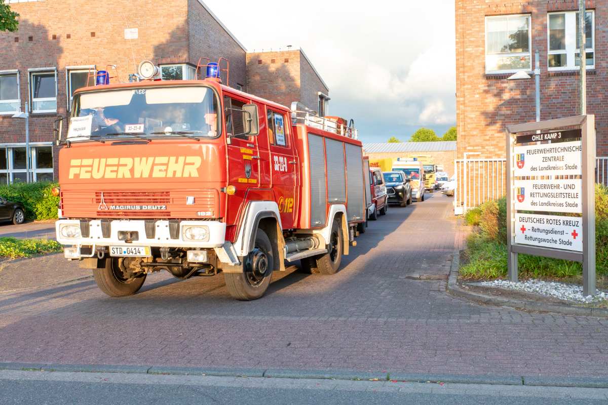 a fire truck parked on a street
