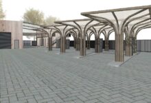 a 3d rendering of a covered area