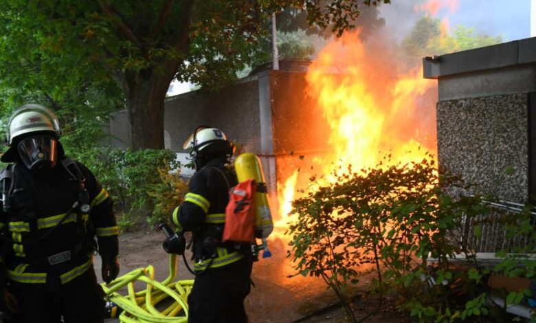 a firemen putting out a fire