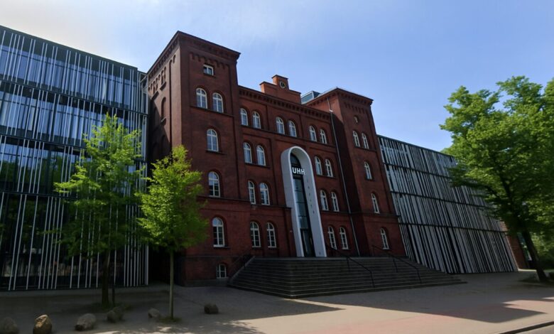 a building with trees in the front