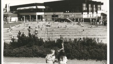 a group of people in a pool