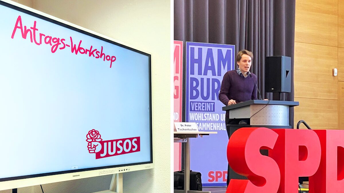 a man standing at a podium with a screen in front of him