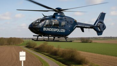a helicopter flying over a road