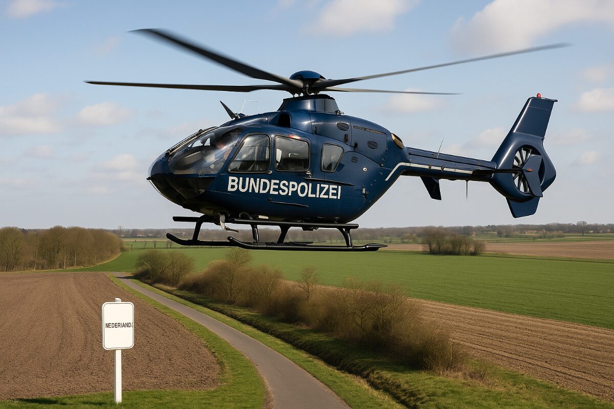a helicopter flying over a road