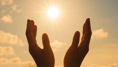 a hands reaching up to the sky
