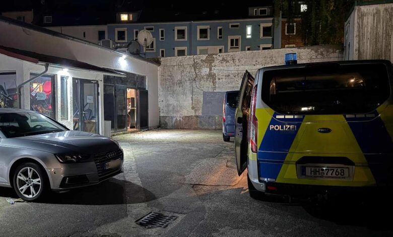Polizeiaktion in dunklem Hinterhof