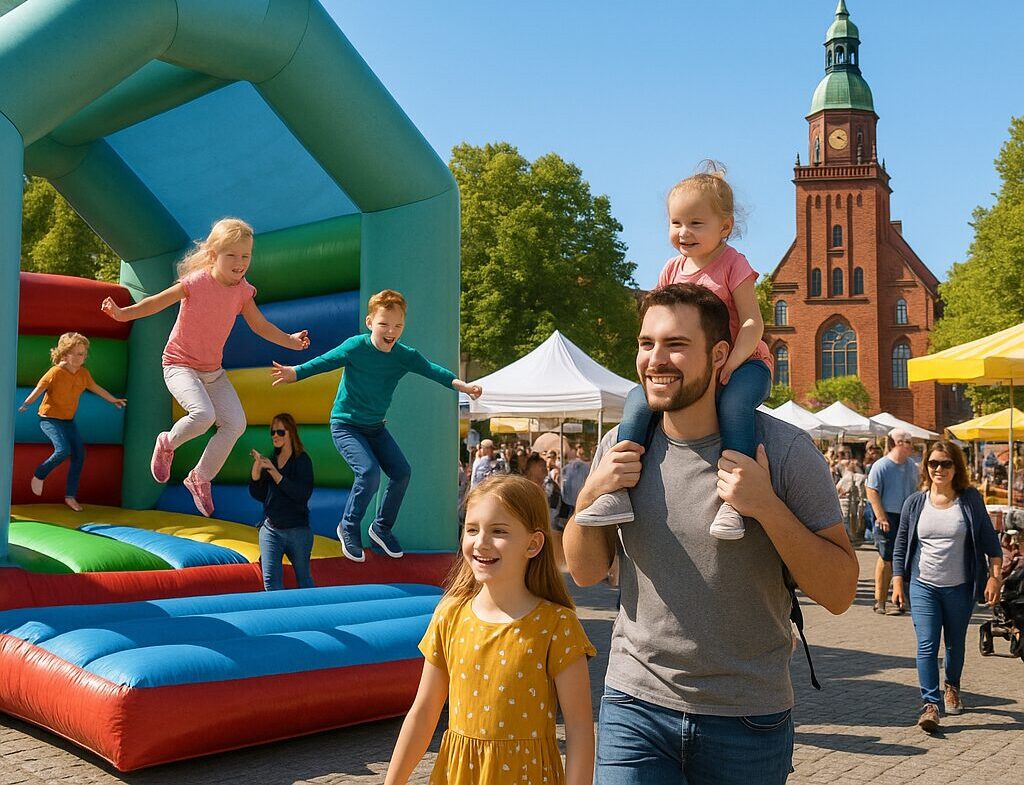 Familienfest mit Hüpfburg in Harburg.