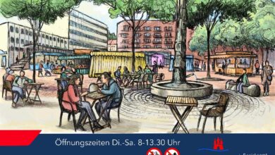 Lebhafte Marktszene in Hamburg.