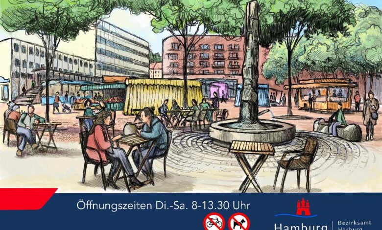 Lebhafte Marktszene in Hamburg.