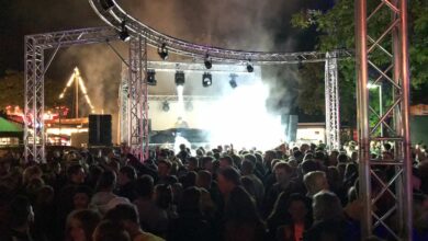Menschenmenge bei nächtlichem Konzert