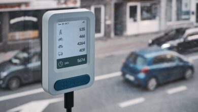 Verkehrszähler zeigt Fahrzeugdaten an