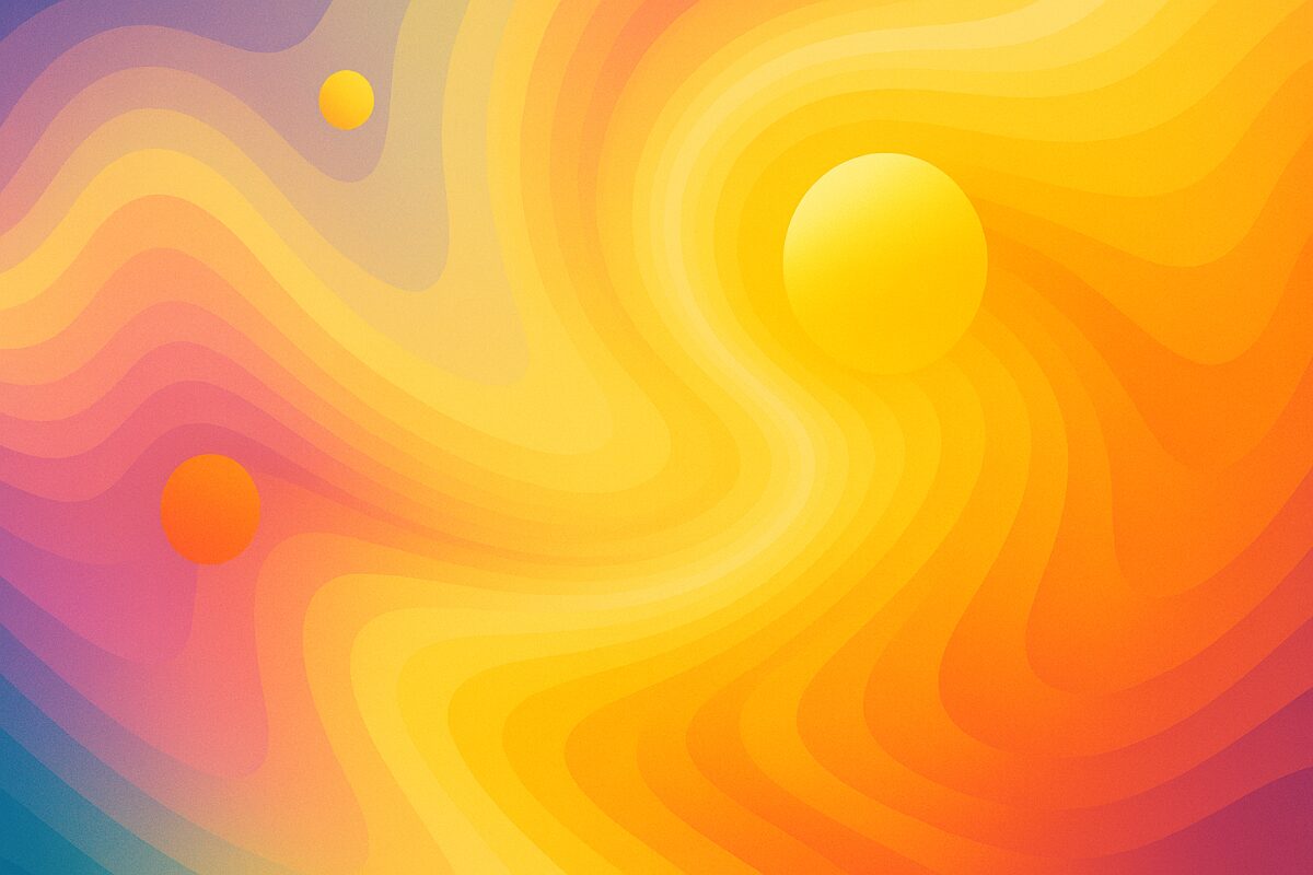 Bunte, abstrakte Sonnen und Wellen