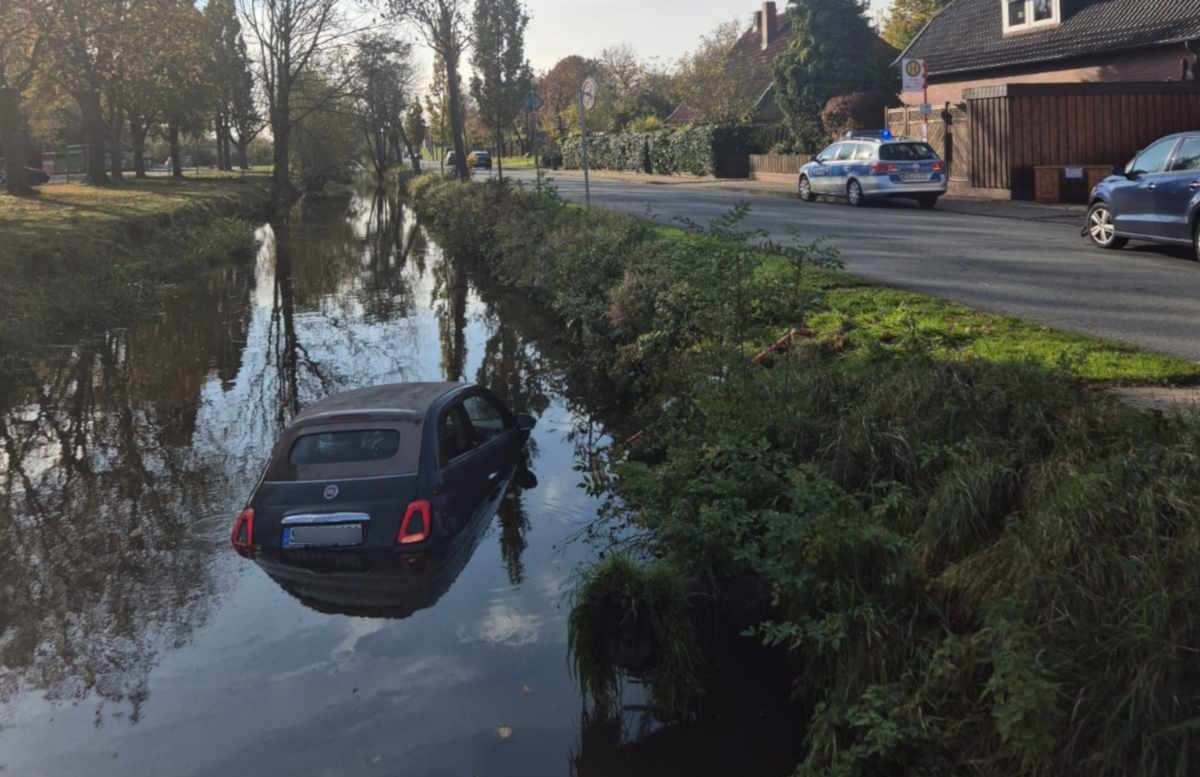 Auto stürzt in Jork ins Fleth – 81-Jährige unverletzt dank mutiger Helfer gerettet