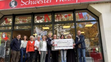 Gruppenfoto vor dem DRK-Shop