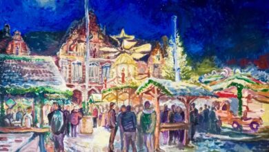 Harburger Weihnachtsmarkt 2025: Märchenwald, Musik und Magie auf dem Rathausplatz 2 Weihnachtsmarkt mit festlicher Beleuchtung